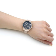 Hugo Boss Hera Chronograph Blue Dial Gold Steel Strap Watch for Women - 1502566