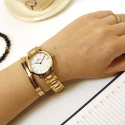 Daniel Wellington Iconic Link White Dial Rose Gold Steel Strap Watch For Women - DW00100211