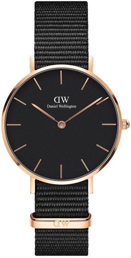 Daniel Wellington Classic Petite Cornwall Black Dial Black NATO Strap Watch For Women - DW00100215