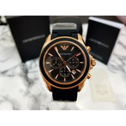Emporio Armani Sigma Chronograph Black Dial Black SIlicon Strap Watch For Men - AR6066