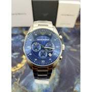 Emporio Armani Sportivo Chronograph Blue Dial Silver Steel Strap Watch For Men - AR5860