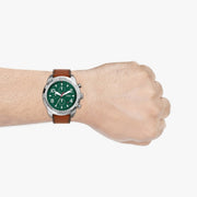 Fossil Bronson Chronograph Green Dial Brown Leather Strap Watch for Men - FS5738