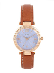 Guess Park Avenue Blue Dial Brown Leather Strap Watch for Women - W0838L2