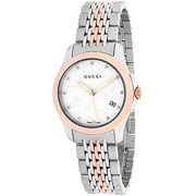 Gucci G Timeless Diamonds Mother of Pearl Dial Two Tone Mesh Bracelet Watch For Women - YA126514