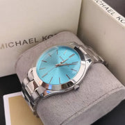 Michael Kors Runway Blue Dial Silver Steel Strap Watch for Women - MK3292