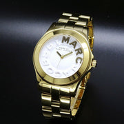 Marc Jacobs Rivera White Dial Gold Steel Strap Watch for Women - MBM3134