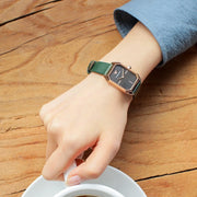 Emporio Armani Gioia Analog Black Mother of Pearl Dial Green Leather Strap Watch For Women - AR11149