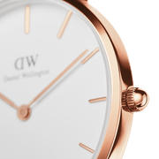 Daniel Wellington Classic Petite Sheffield White Dial Black Leather Strap Watch For Women - DW00100230
