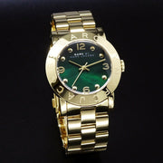 Marc Jacobs Amy Green Dial Gold Steel Strap Watch for Women - MBM8619
