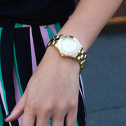 Marc Jacobs Blade Gold Dial Gold Steel Strap Watch for Women - MBM3126