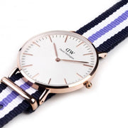 Daniel Wellington Classic Trinity White Dial Three Tone Nylon Strap Watch For Women - 0509DW