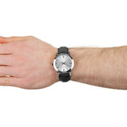 Burberry The City White Dial Black Leather Strap Watch for Men - BU9008