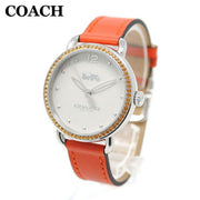 Coach Delancey White Dial Orange Leather Strap Watch for Women - 14502880