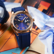 Guess Connoisseur Blue Dial Blue Silicone Strap Watch For Men - GW0335G2