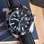 Tag Heuer Aquaracer Calibre 5 Automatic Black Dial Black Nylon Strap Watch for Men - WAY211A.FC6362