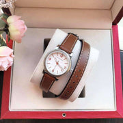 Burberry Utilitarian White Dial Brown Leather Strap Watch for Women - BU7848