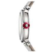 Bvlgari LVCEA Diamonds Silver Mother of Pearl Dial Silver Leather Strap Watch for Women - LVCEA103367
