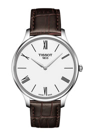 Tissot Tradition 5.5 Lady Silver Dial Brown Leather Strap Watch for Women - T063.009.16.018.00