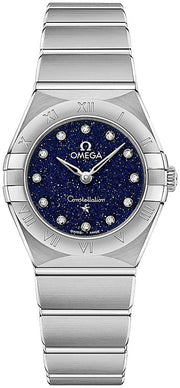 Omega Constellation Manhattan Quartz Diamonds Blue Dial Silver Steel Strap Watch for Women - 131.10.25.60.53.001