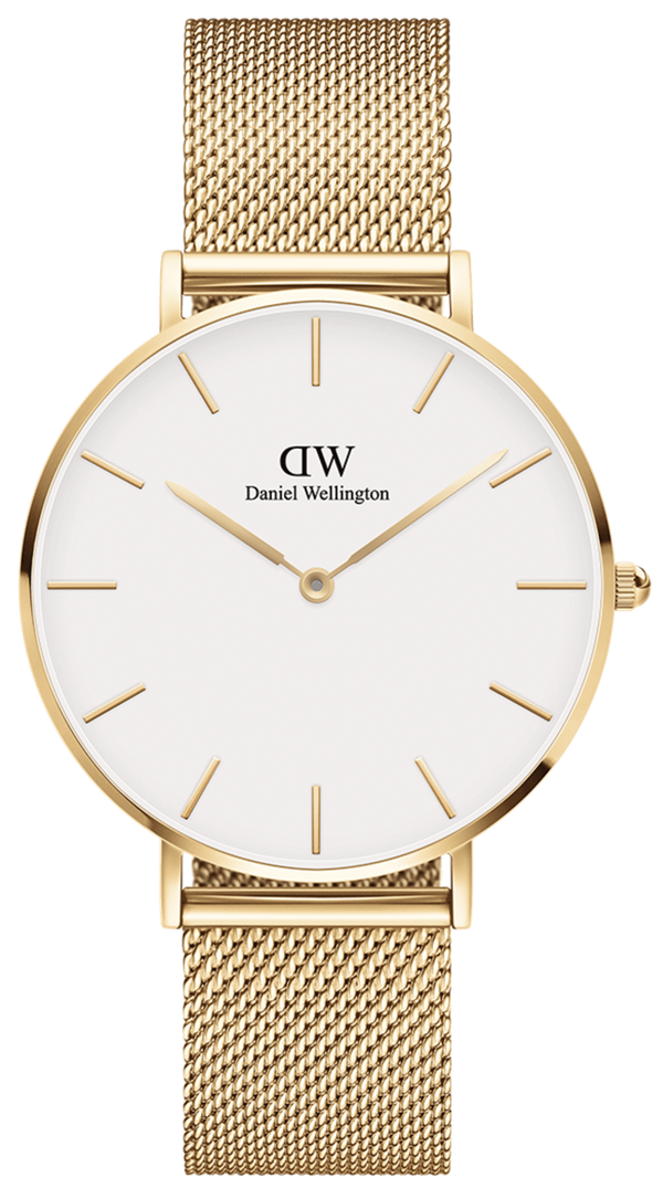 Daniel Wellington Classic Petite White Dial Gold Mesh Bracelet Watch For Women - DW00100348