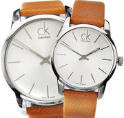 Calvin Klein City Quartz White Dial Light Brown Leather Strap Watch For Men - K2G21138