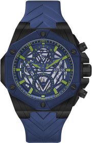 Guess Formula Multifunction Blue Dial Blue Silicone Strap Watch For Men - GW0579G3