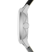 Burberry Classic Stone Silver Dial Horseberry Black Leather Strap Watch for Women - BU10103