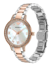 Emporio Armani Cleo Mother of Pearl Dial Two Tone Steel Strap Watch For Women - AR11499