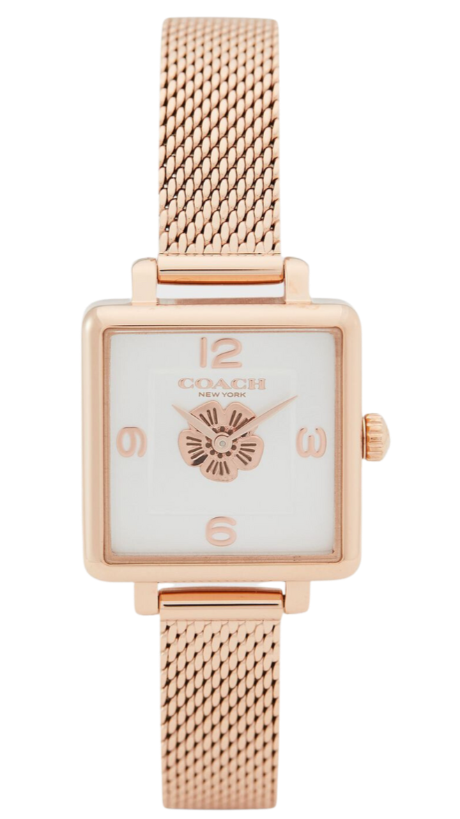 Coach Cass White Dial Rose Gold Mesh Bracelet Watch for Women - 14503698