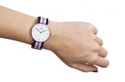 Daniel Wellington Classic South Hampton White Dial Two Tone Nylon Strap Watch For Women - DW00100034
