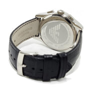 Emporio Armani Valente Chronograph Black Dial Black Leather Strap Watch For Men - AR1633