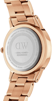 Daniel Wellington Iconic Link Black Dial Rose Gold Steel Strap Watch for Women - DW00100212