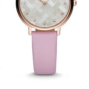 Emporio Armani Kappa Mother Of Pearl White Dial Pink Leather Strap Watch For Women - AR11130