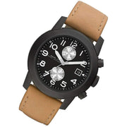 Marc Jacobs Larry Chronograph Black Dial Brown Leather Strap Watch for Men - MBM5053