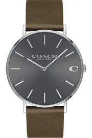 Coach Charles Grey Dial Brown Leather Strap Watch for Men - 14602153