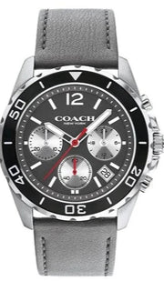 Coach Kent Grey Dial Grey Leather Strap Watch for Men - 14602561