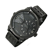 Diesel Mini Daddy Dual Time Black Dial Black Stainless Steel Strap Watch For Men - DZ7316