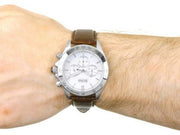Hugo Boss Ikon Chronograph White Dial Brown Leather Strap Watch for Men - 1513175