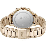 Hugo Boss Hera Chronograph Blue Dial Gold Steel Strap Watch for Women - 1502566