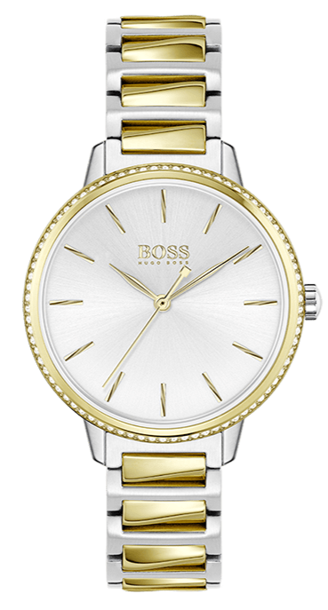 Hugo Boss Signature Silver Dial Two Tone Steel Strap Watch for Women - 1502568