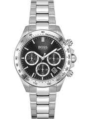 Hugo Boss Novia Chronograph Black Dial Silver Steel Strap Watch for Women - 1502614