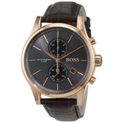 Hugo Boss Jet Chronograph Grey Dial Brown Leather Strap Watch for Men - 1513281