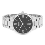 Hugo Boss Governer Black Dial Silver Steel Strap Watch for Men - 1513488