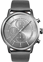 Hugo Boss Architectural Grey Dial Grey Leather Strap Watch for Men - 1513570