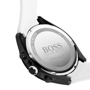 Hugo Boss Velocity Chronograph Black Dial White Rubber Strap Watch for Men - 1513718