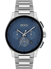 Hugo Boss Peak Chronograph Blue Dial Silver Steel Strap Watch for Men - 1513763