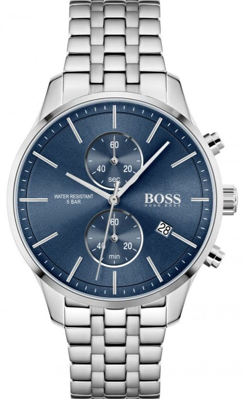 Hugo Boss Jet Chronograph Blue Dial Silver Steel Strap Watch for Men - 1513384