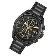 Hugo Boss Volane Chronograph Black Dial Black Steel Strap Watch for Men - 1513950