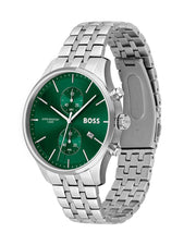 Hugo Boss Associate Chronograph Green Dial Silver Steel Strap Watch for Men - 1513975