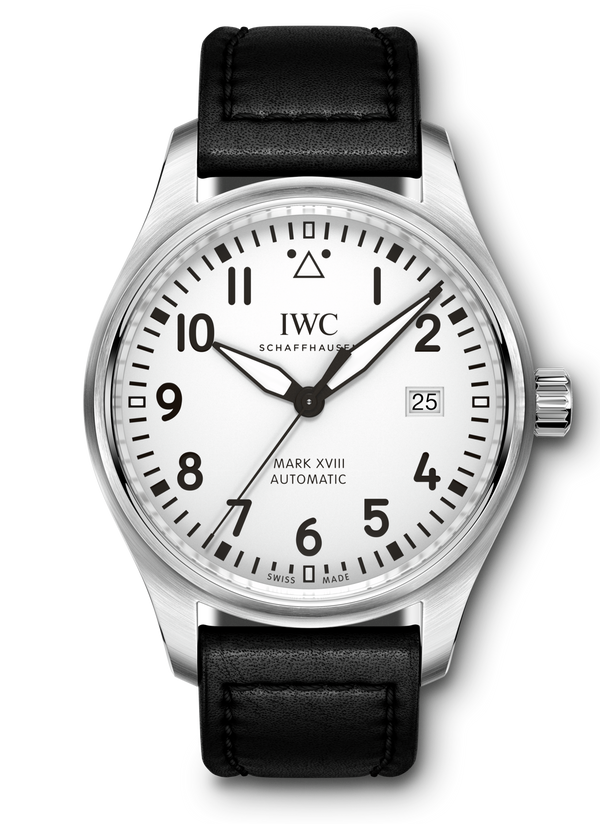IWC Pilot's Watch Mark XVIII White Dial Black Leather Strap Watch for Men - IW327002